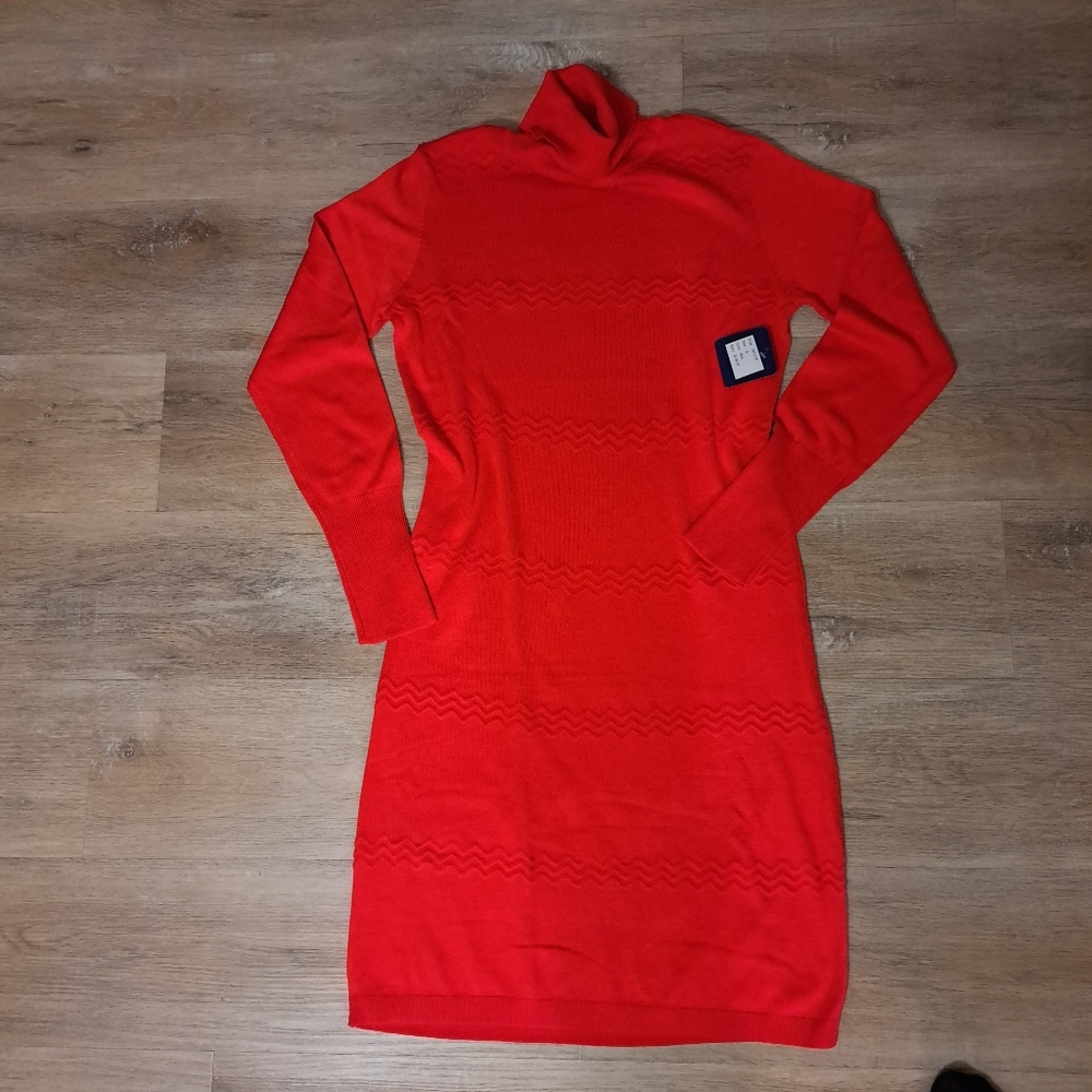 Select + Trend Red Rayon Sweater Dress Long-sleeves Women's size Small NWT